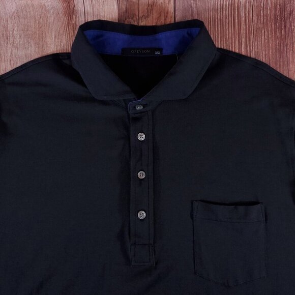 Greyson Mens XXL Black Pima Cotton Modal Short Sleeve Golf Polo Shirt Stretch - Picture 3 of 13